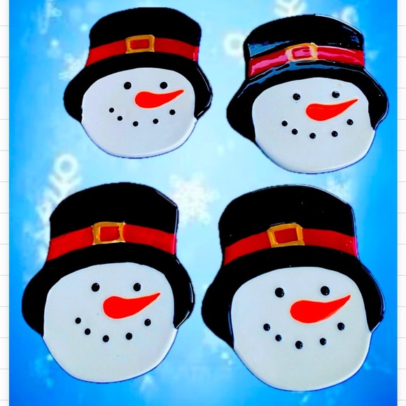 St Nicholas Square Set Of 4 Coasters, Glass Snowmen coasters - Picture 1 of 5